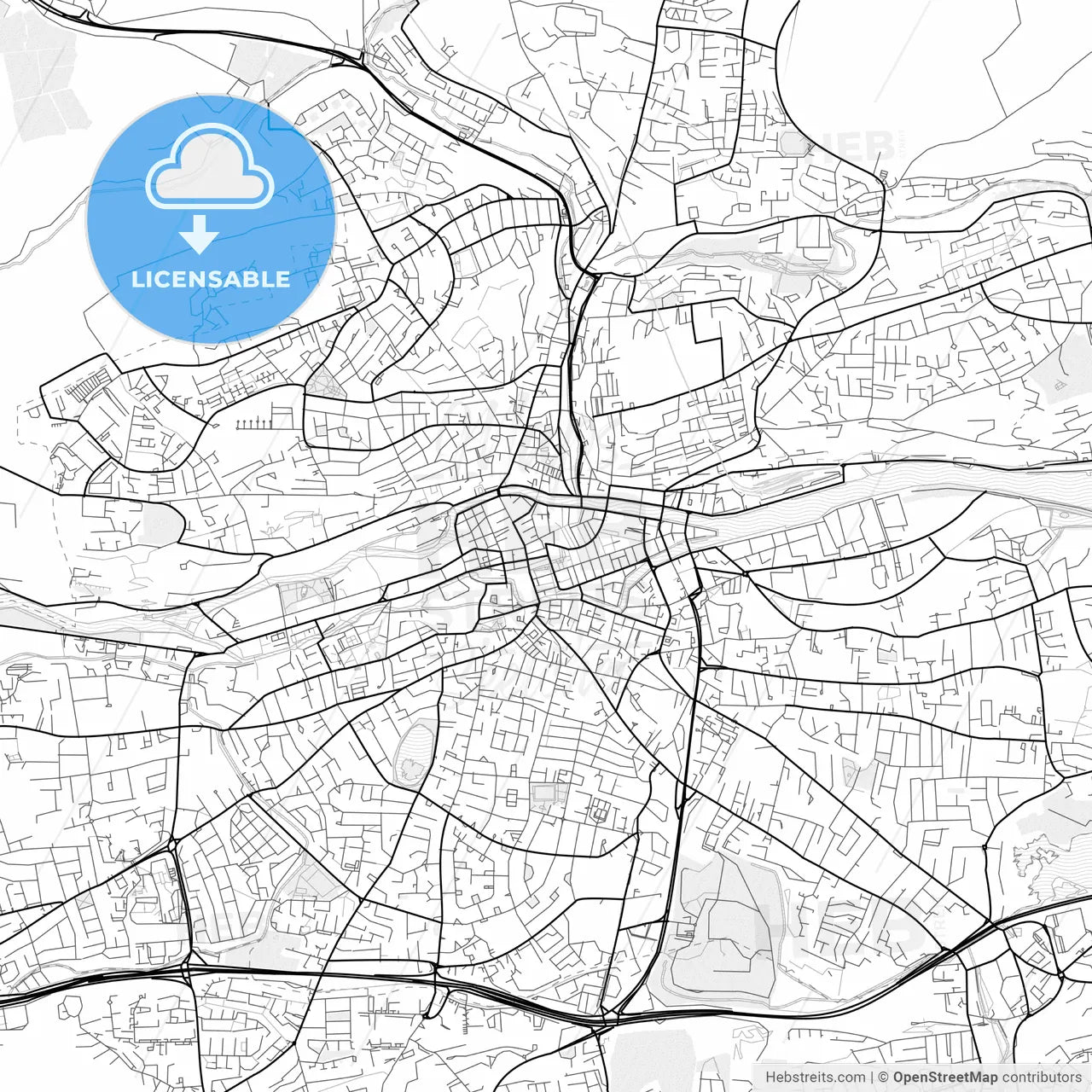 Vector PDF map of Cork, Ireland