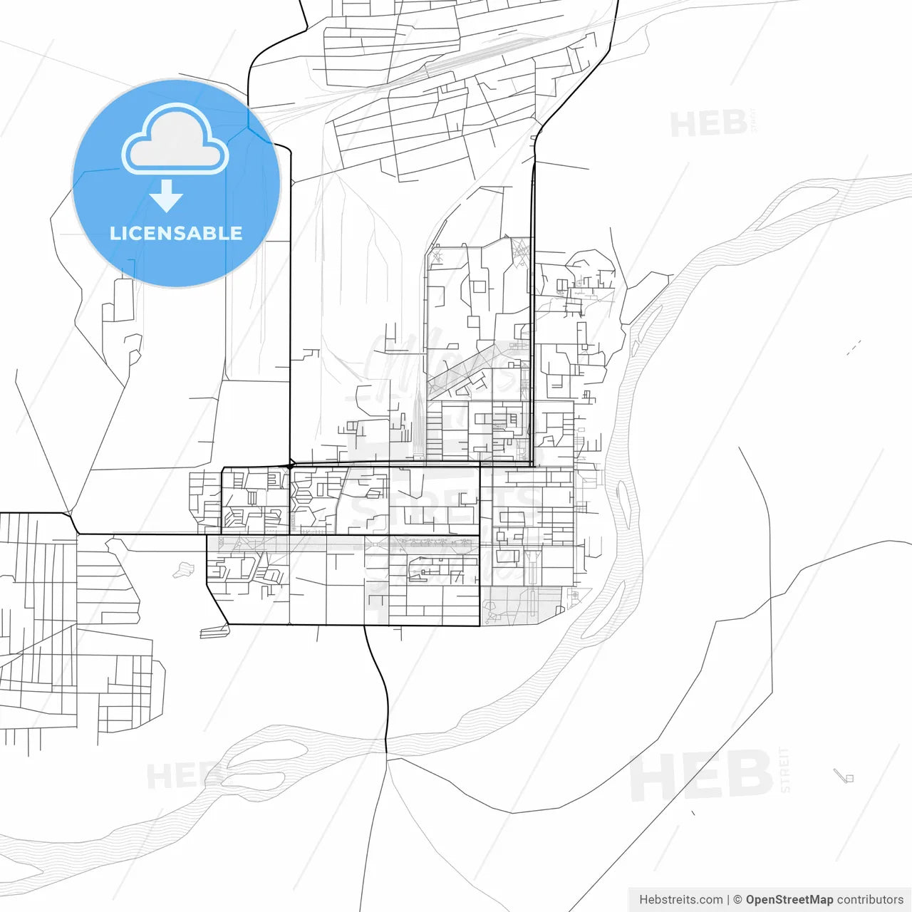 Vector PDF map of Baikonur, Kazakhstan