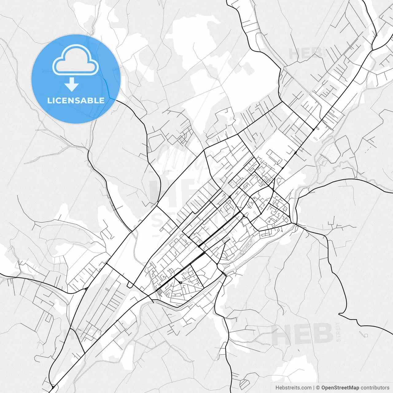Vector PDF map of Bistrița, Romania