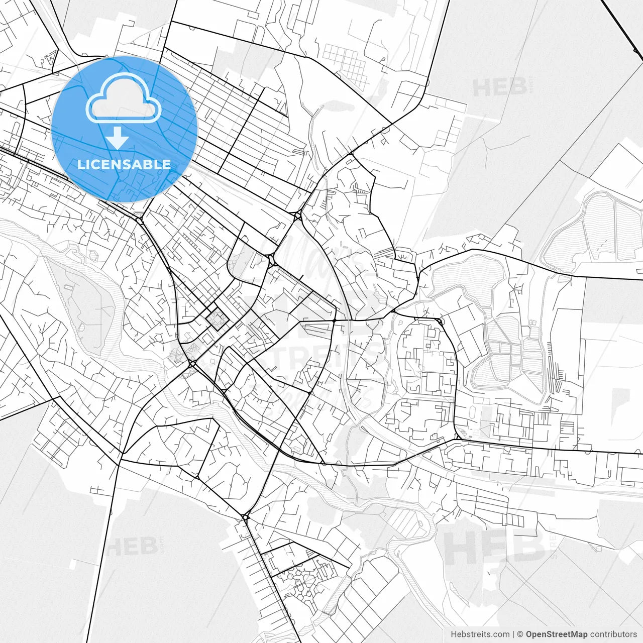 Vector PDF map of Bila Tserkva, Ukraine