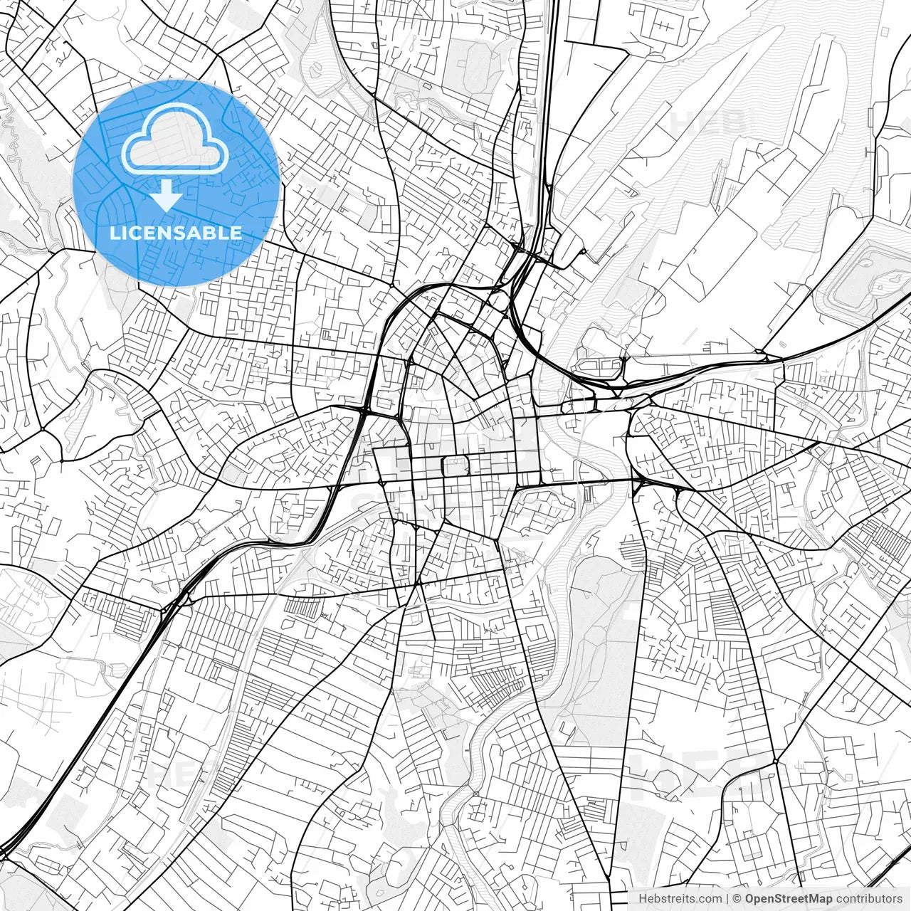 Vector PDF map of Belfast, Northern Ireland