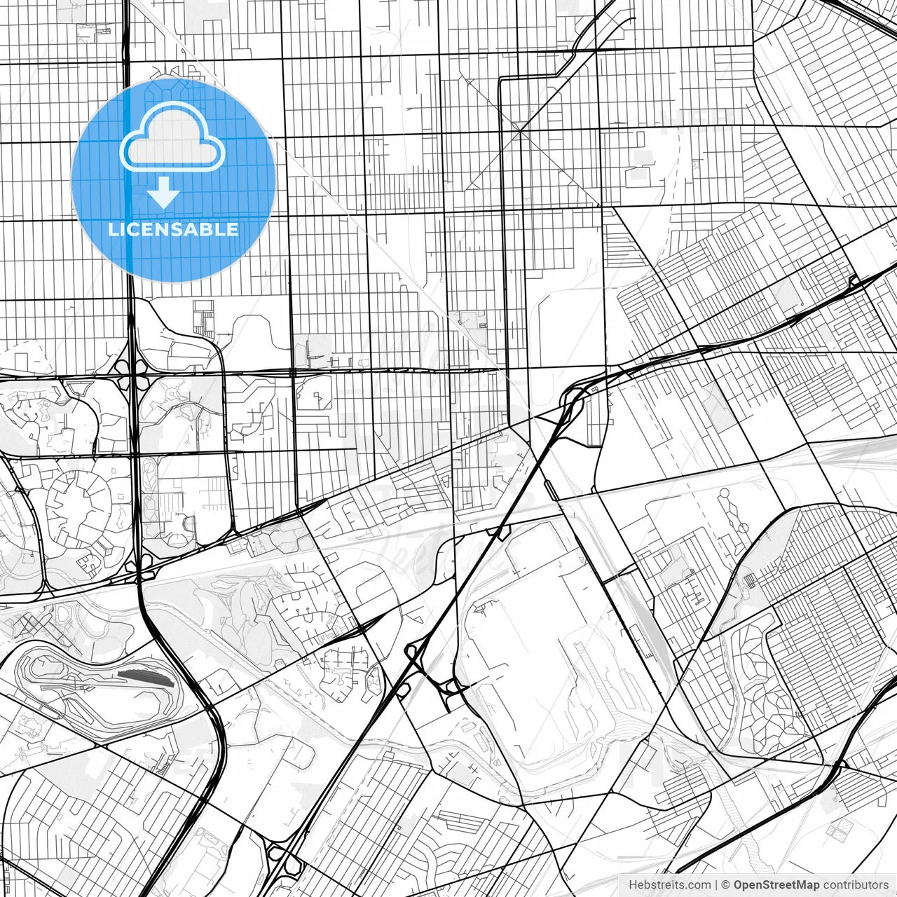 Vector PDF map of Dearborn, Michigan, United States