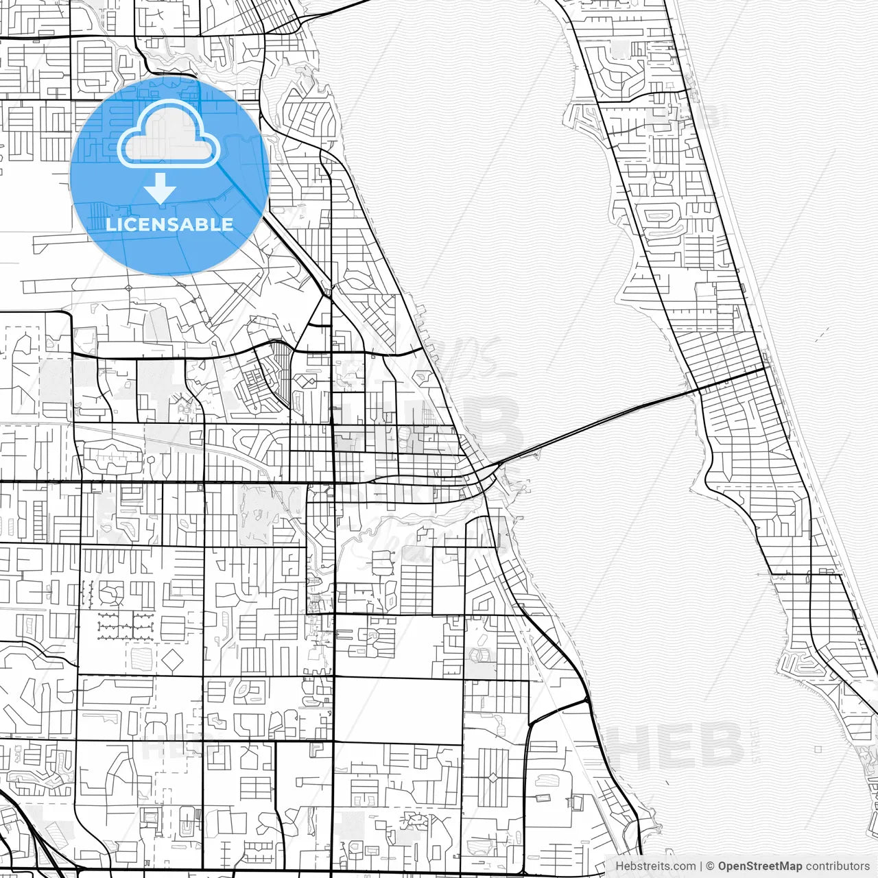 Vector PDF map of Melbourne, Florida, United States