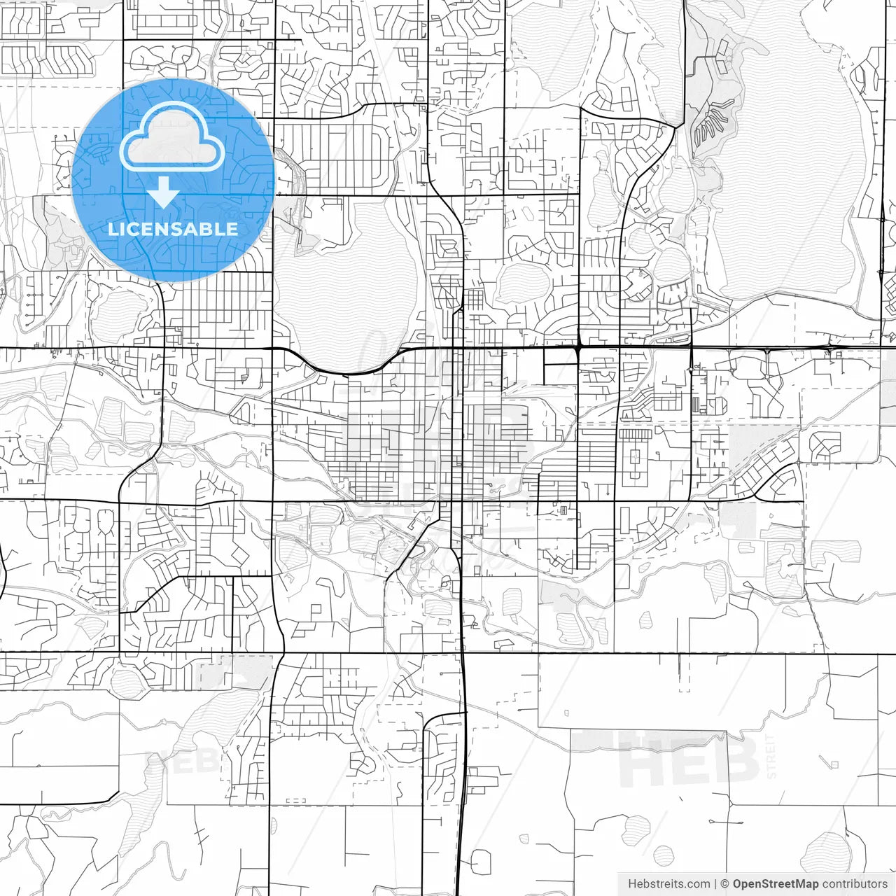 Vector PDF map of Loveland, Colorado, United States