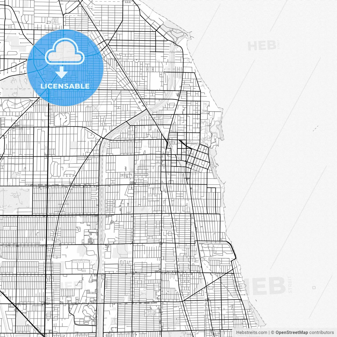 Vector PDF map of Evanston, Illinois, United States