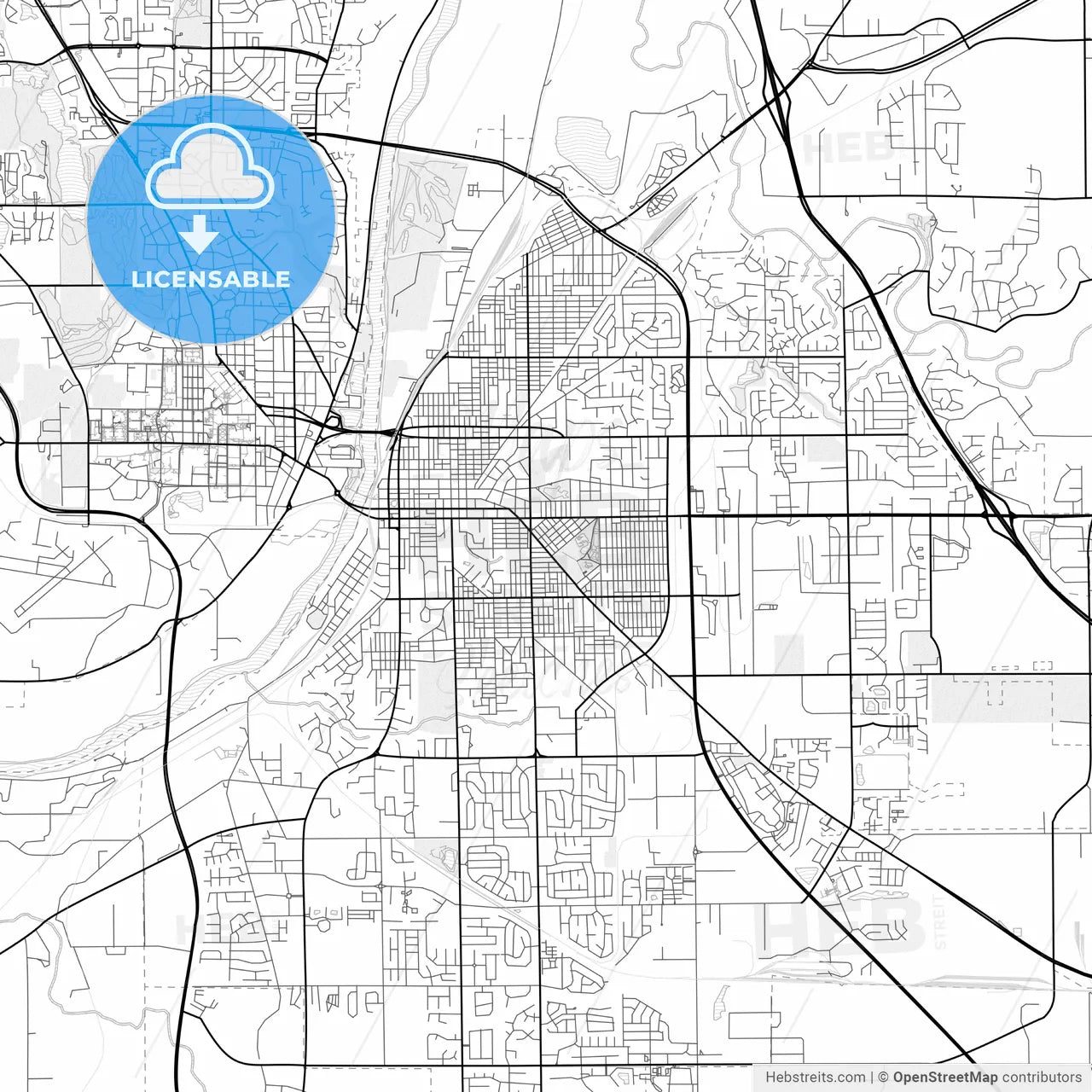 Vector PDF map of Lafayette, Indiana, United States