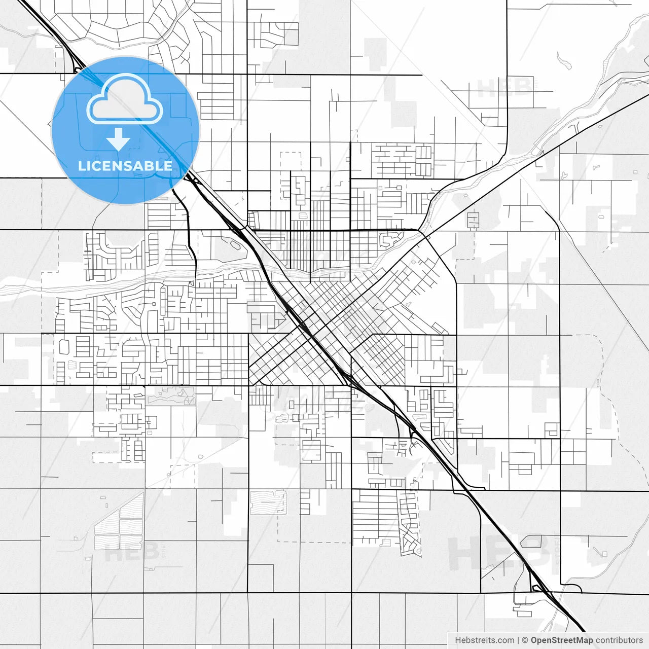 Vector PDF map of Madera, California, United States