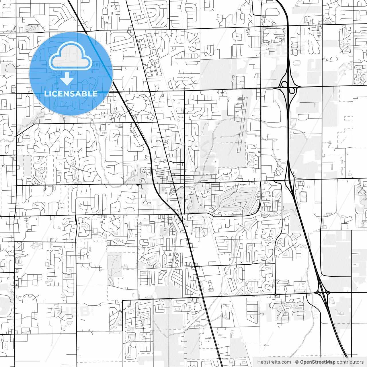 Vector PDF map of Greenwood, Indiana, United States