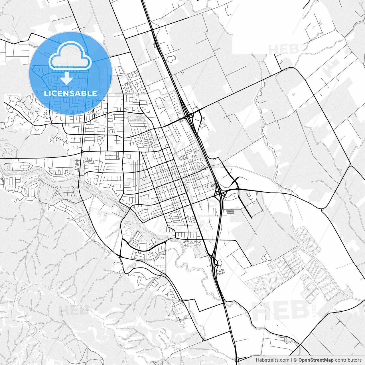 Vector PDF map of Gilroy, California, United States