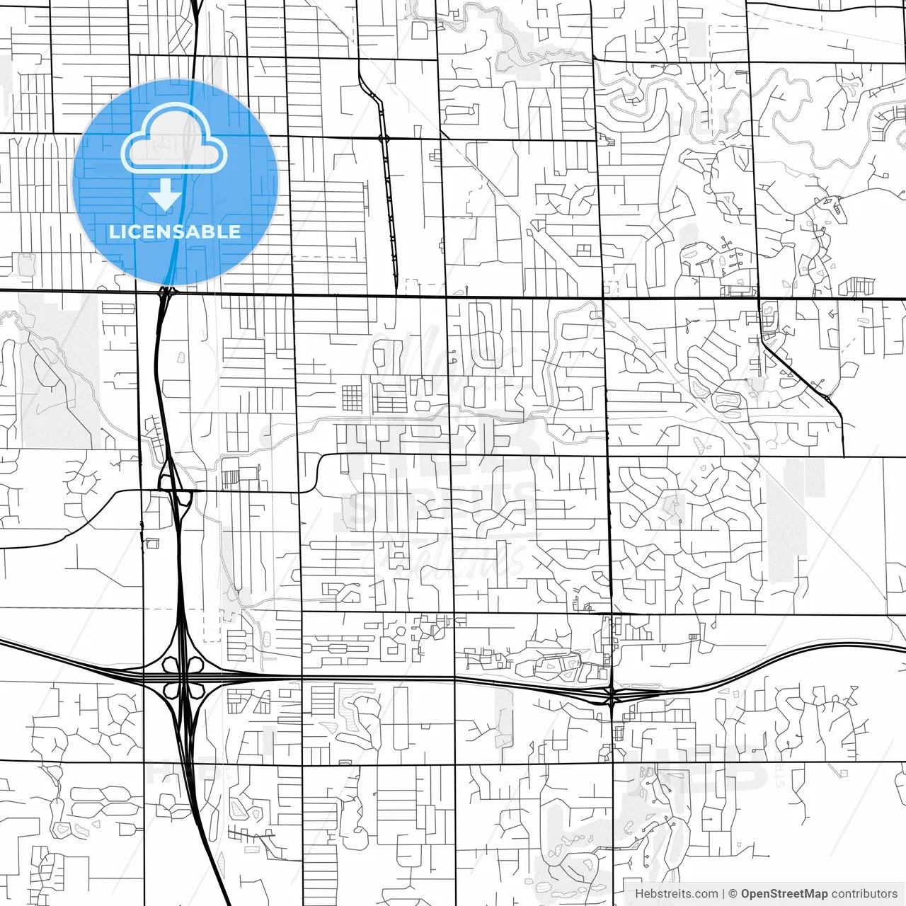 Vector PDF map of Kentwood, Michigan, United States