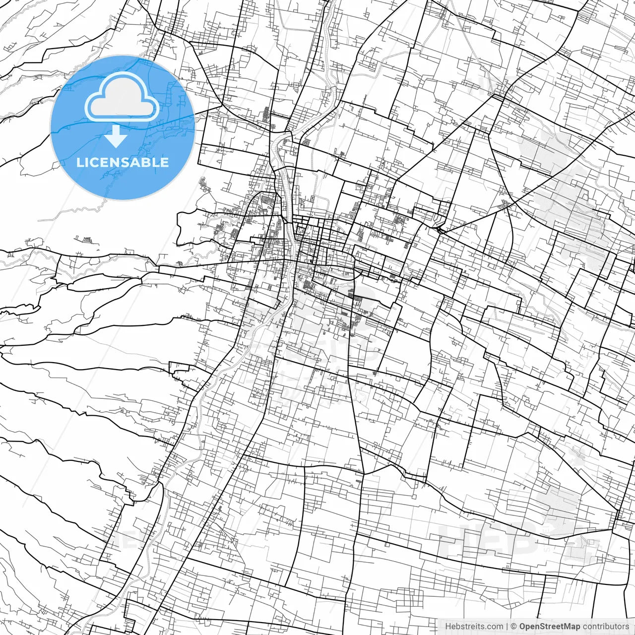 Vector PDF map of Kediri, Indonesia