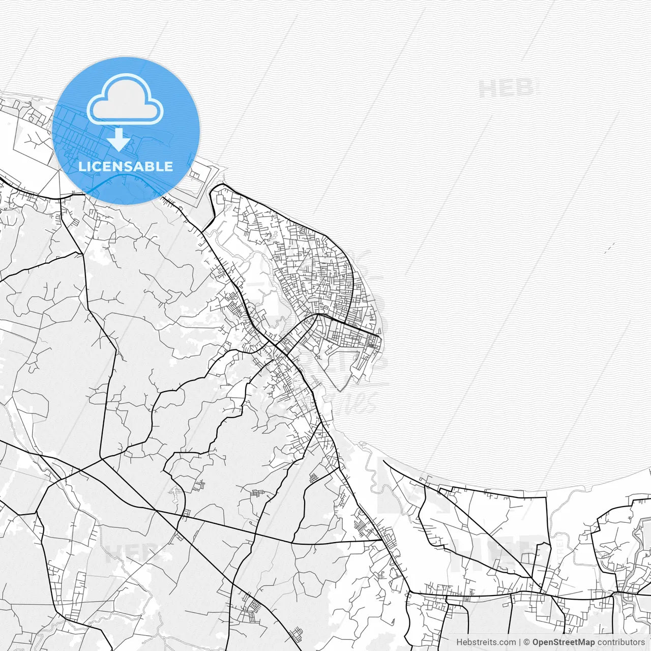 Vector PDF map of Lhokseumawe, Indonesia