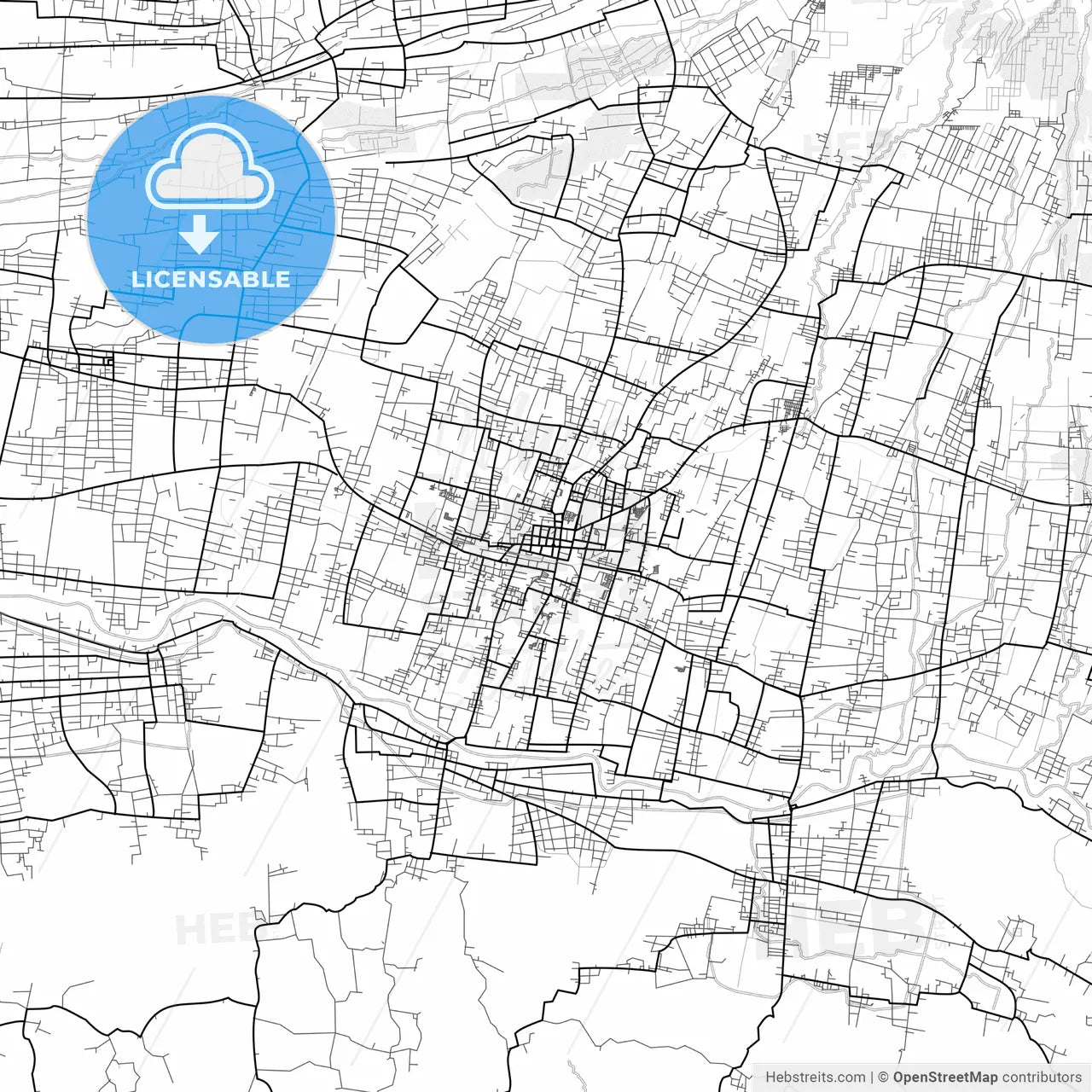 Vector PDF map of Blitar, Indonesia