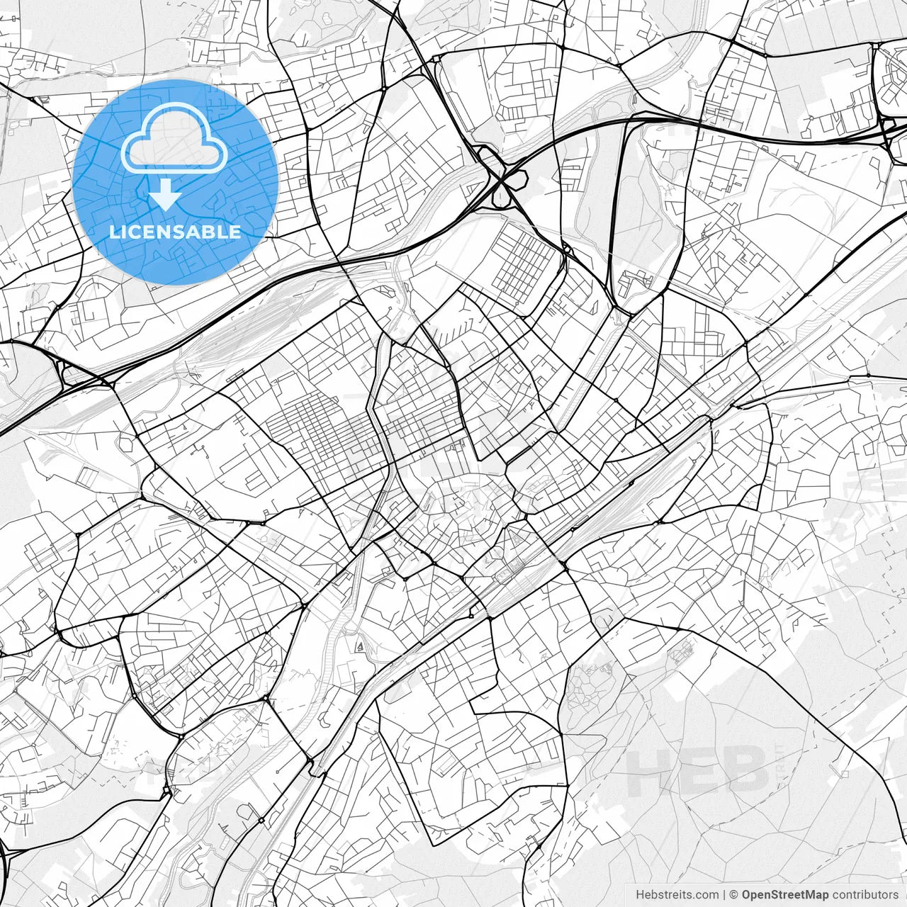 Vector PDF map of Mulhouse, France