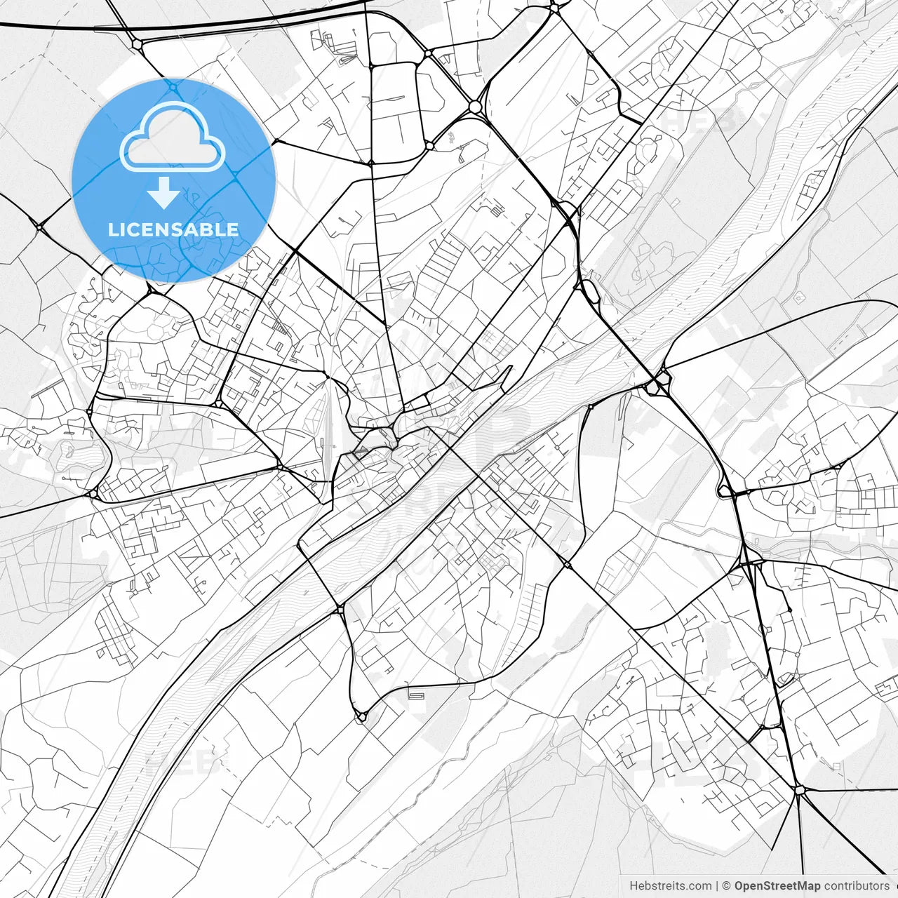 Vector PDF map of Blois, France