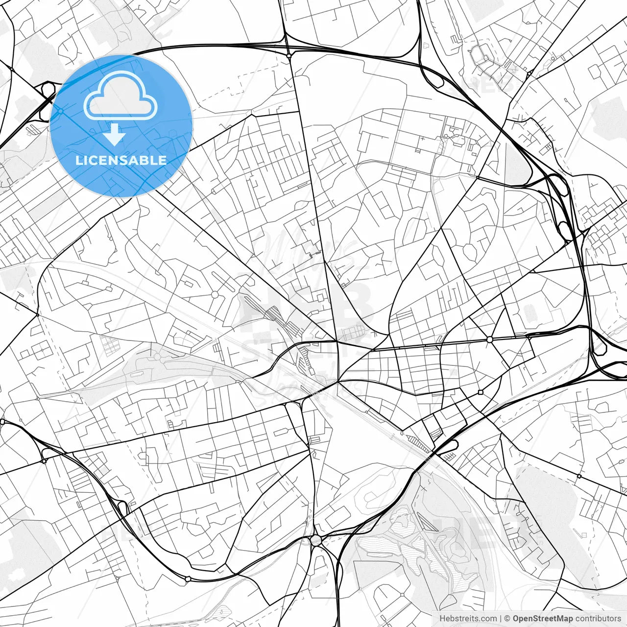 Vector PDF map of Lens, France
