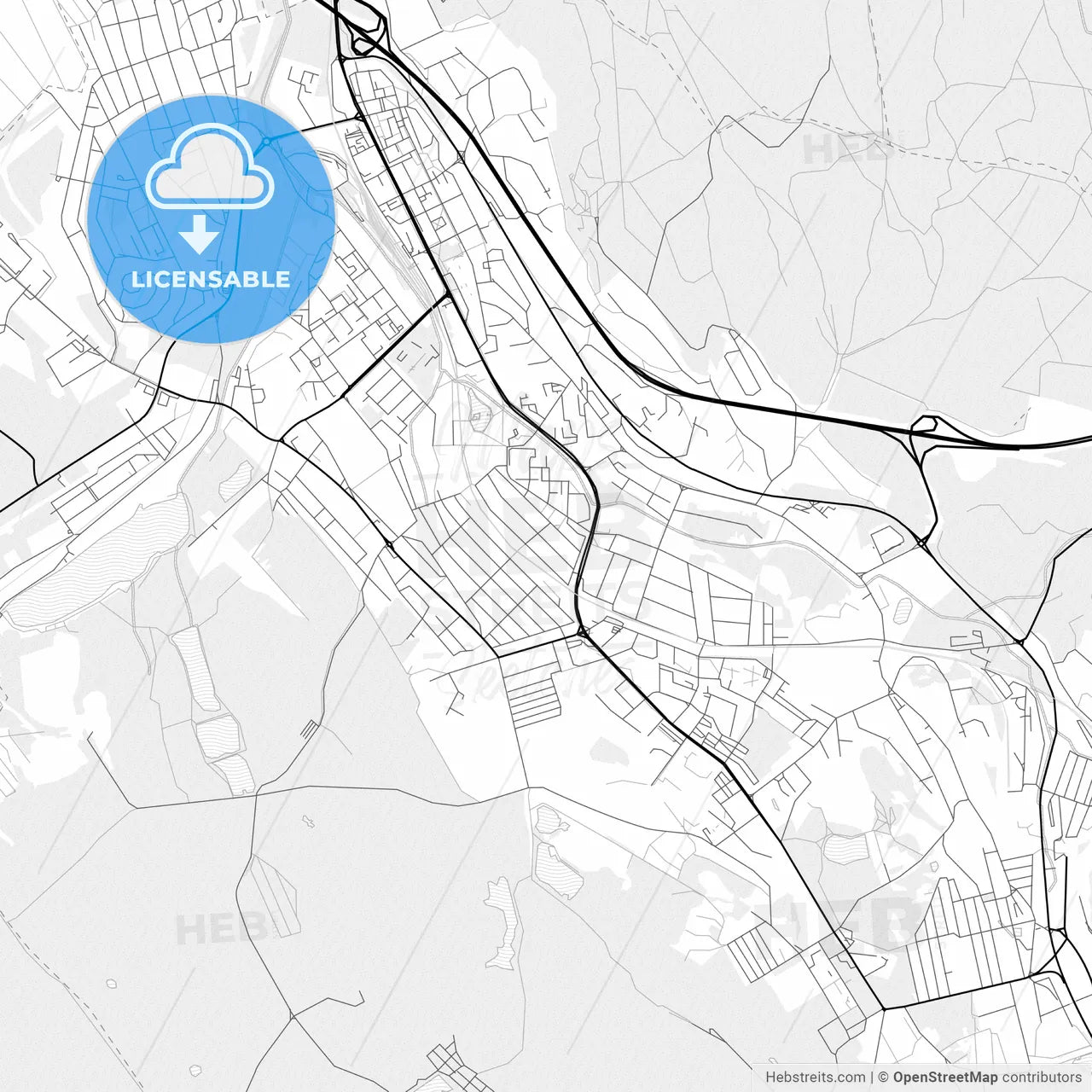 Vector PDF map of Tatabánya, Hungary