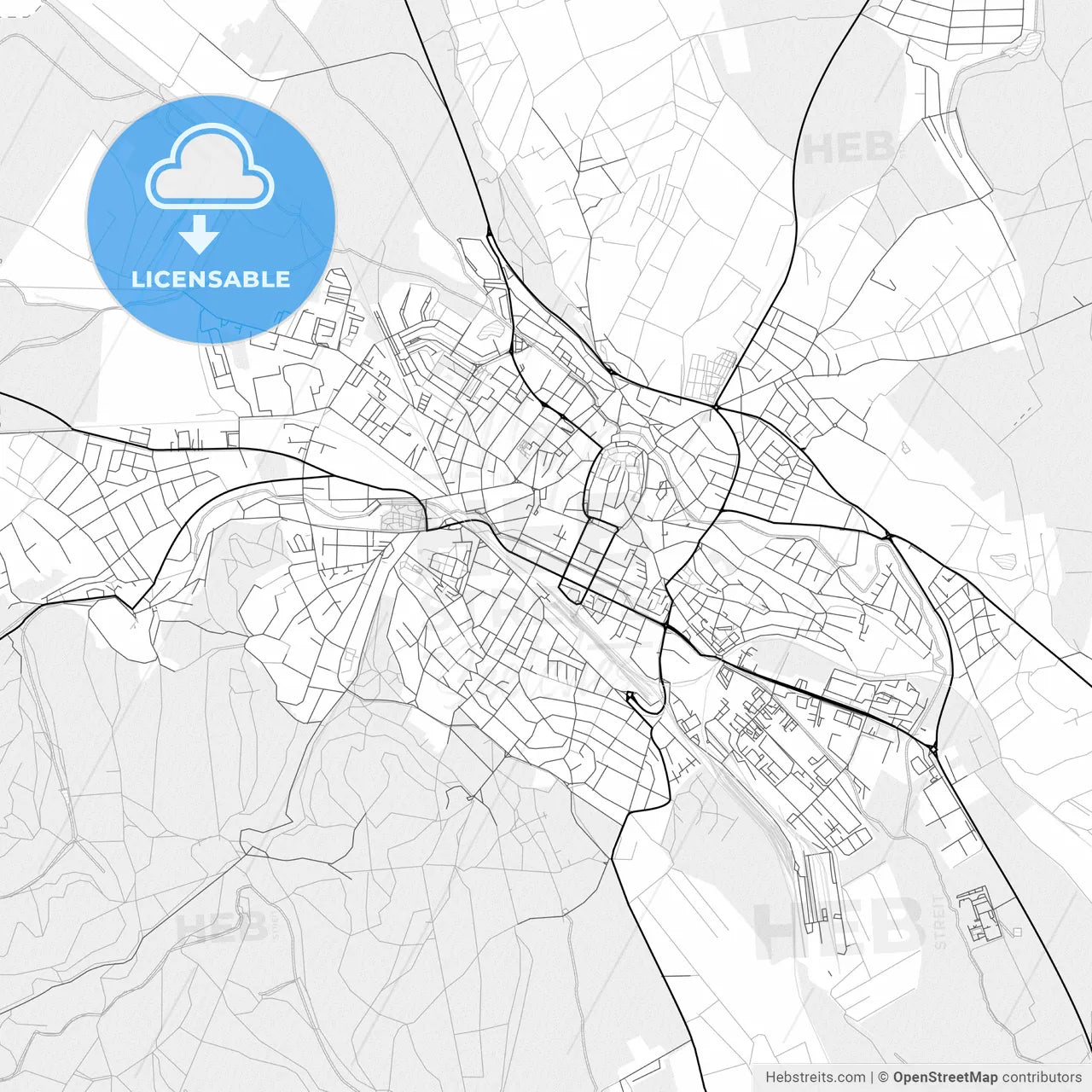 Vector PDF map of Sopron, Hungary