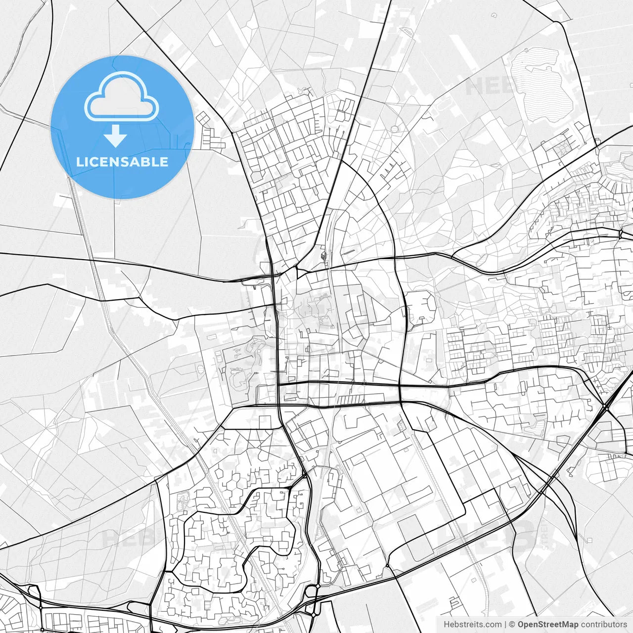Vector PDF map of Emmen, Netherlands