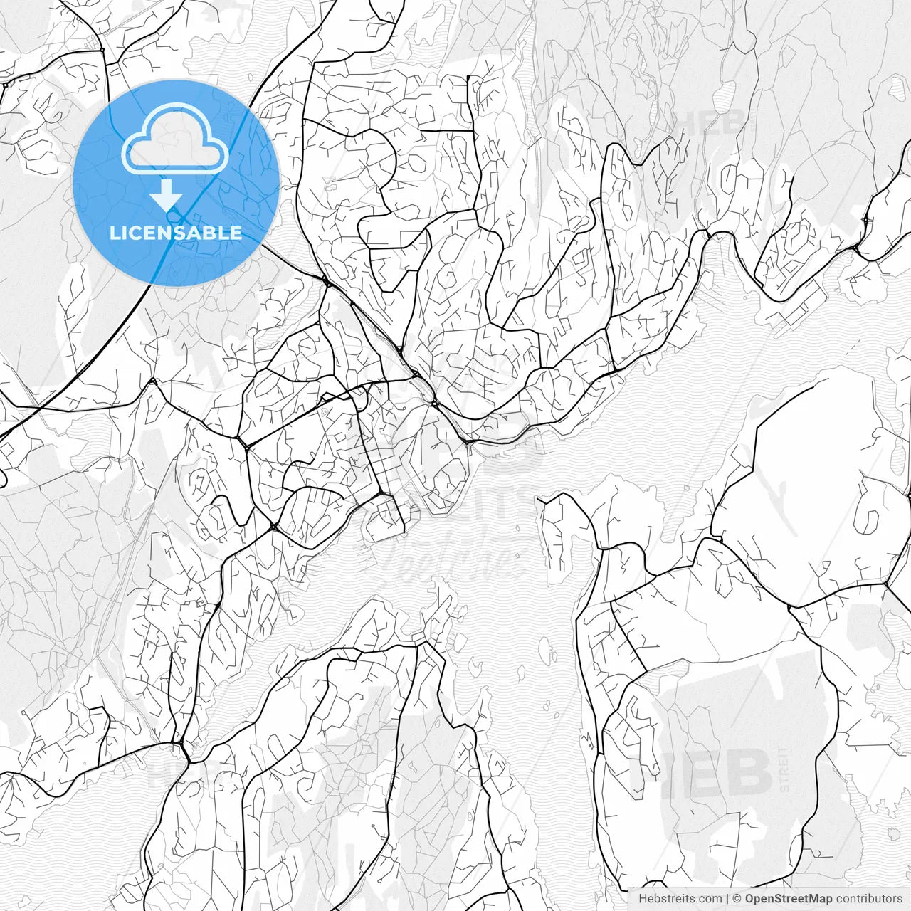 Vector PDF map of Arendal, Norway