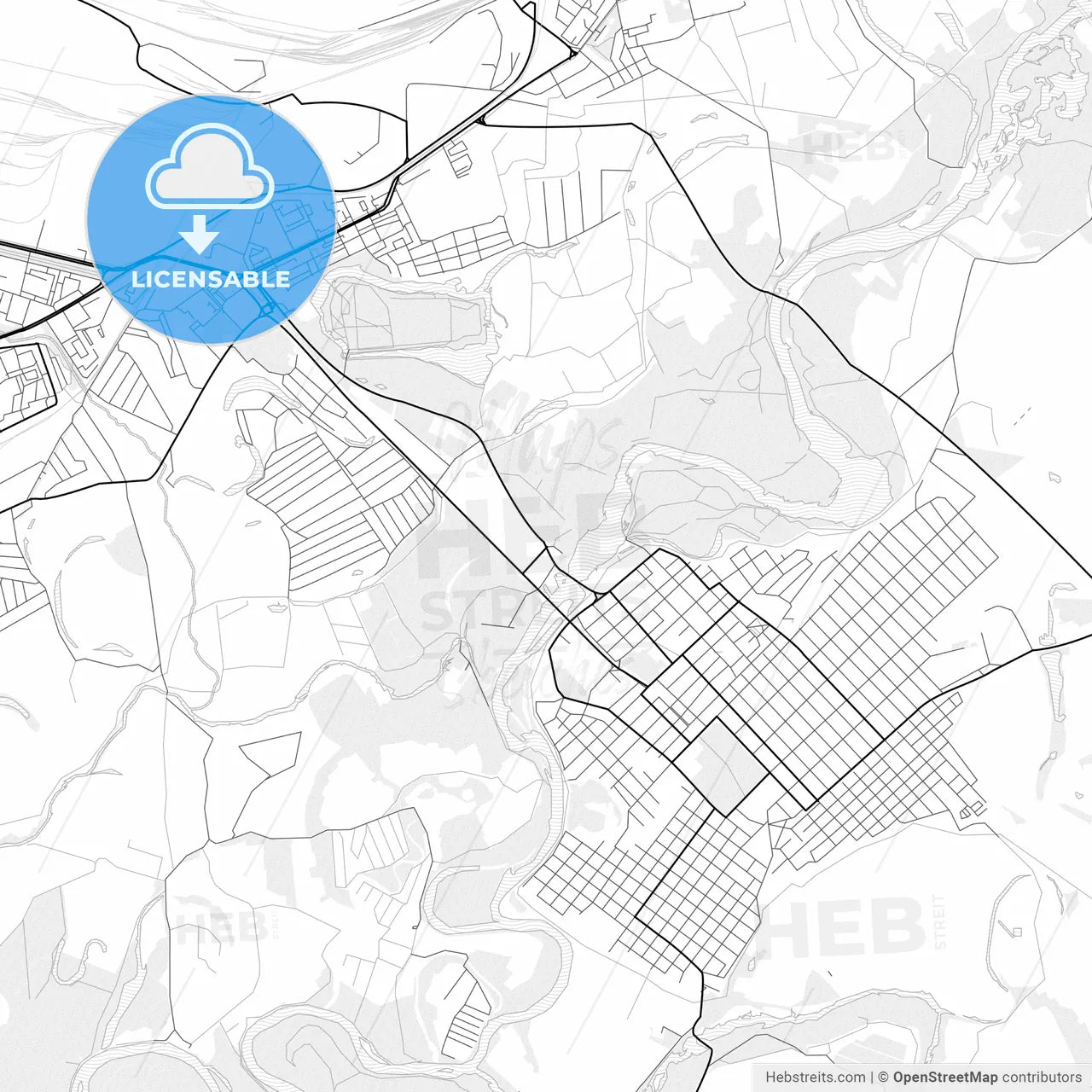 Vector PDF map of Orsk, Russia