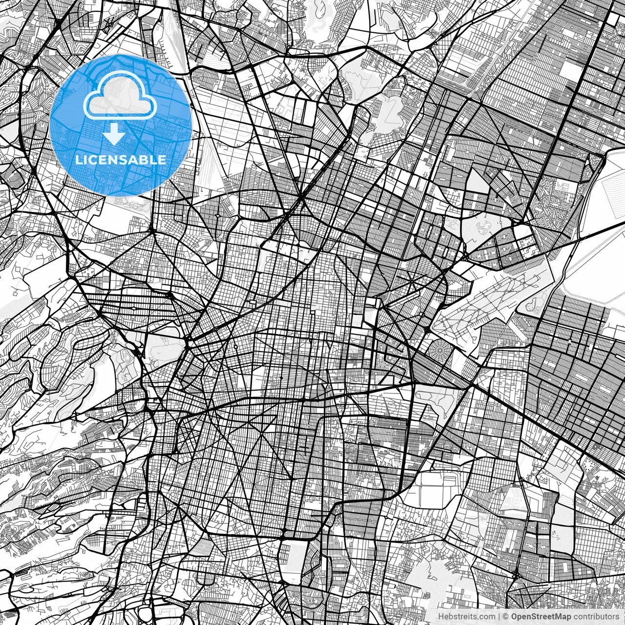 Vector PDF map of Mexico City, Mexico
