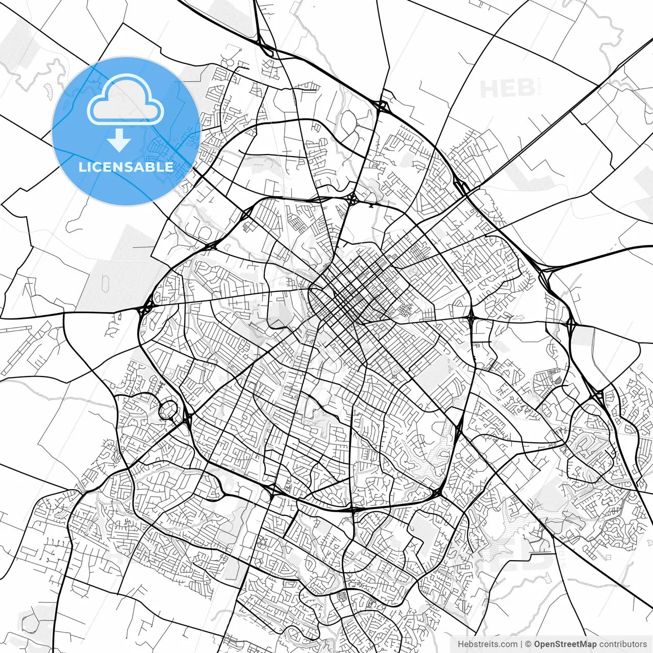 Vector PDF map of Lexington, Kentucky, United States