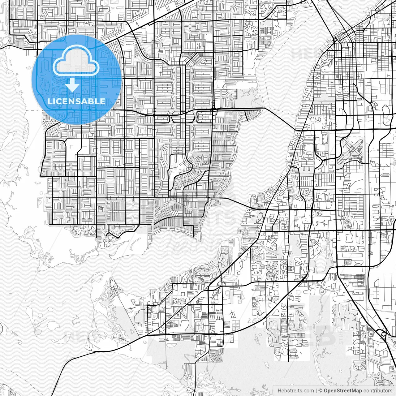 Vector PDF map of Cape Coral, Florida, United States