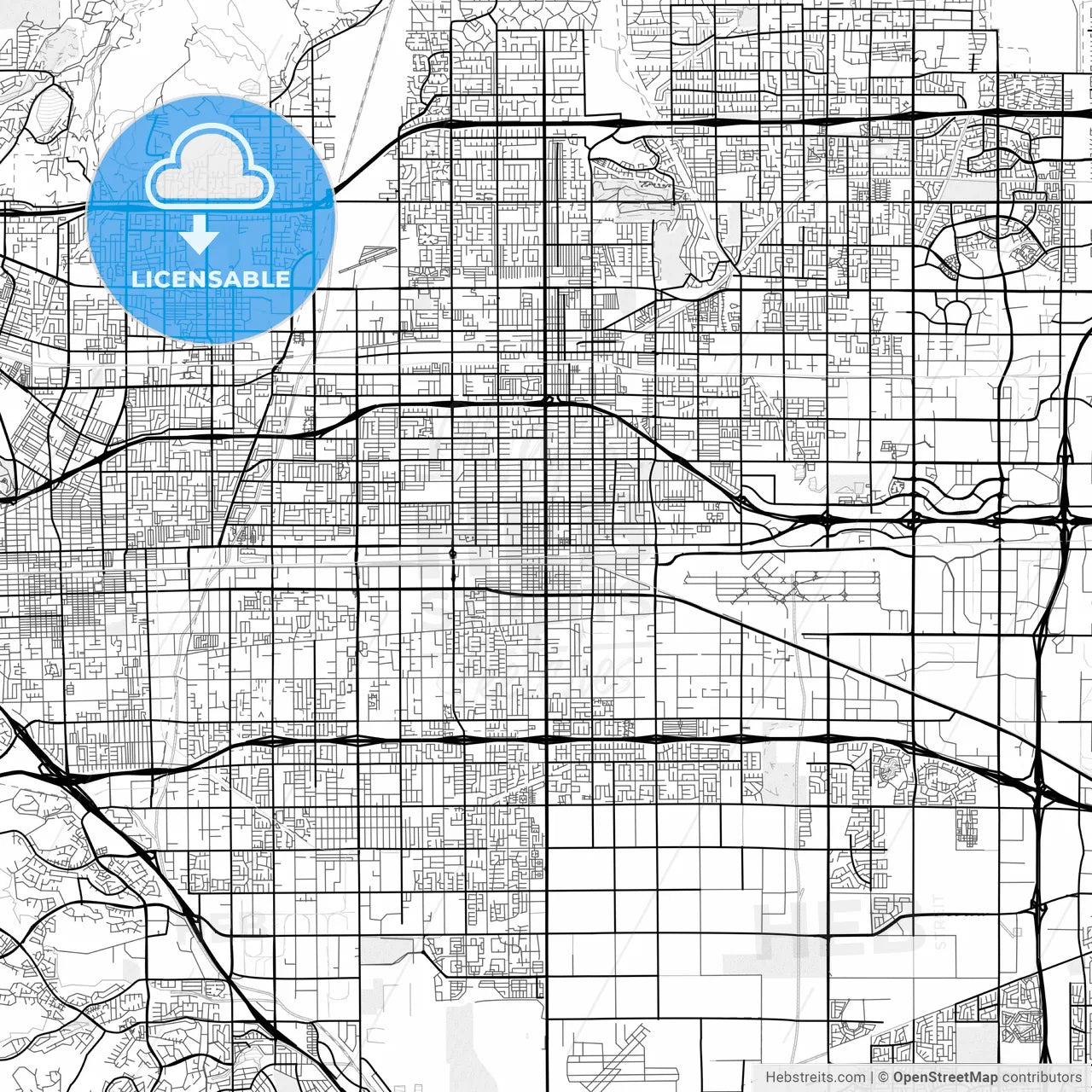 Vector PDF map of Ontario, California, United States