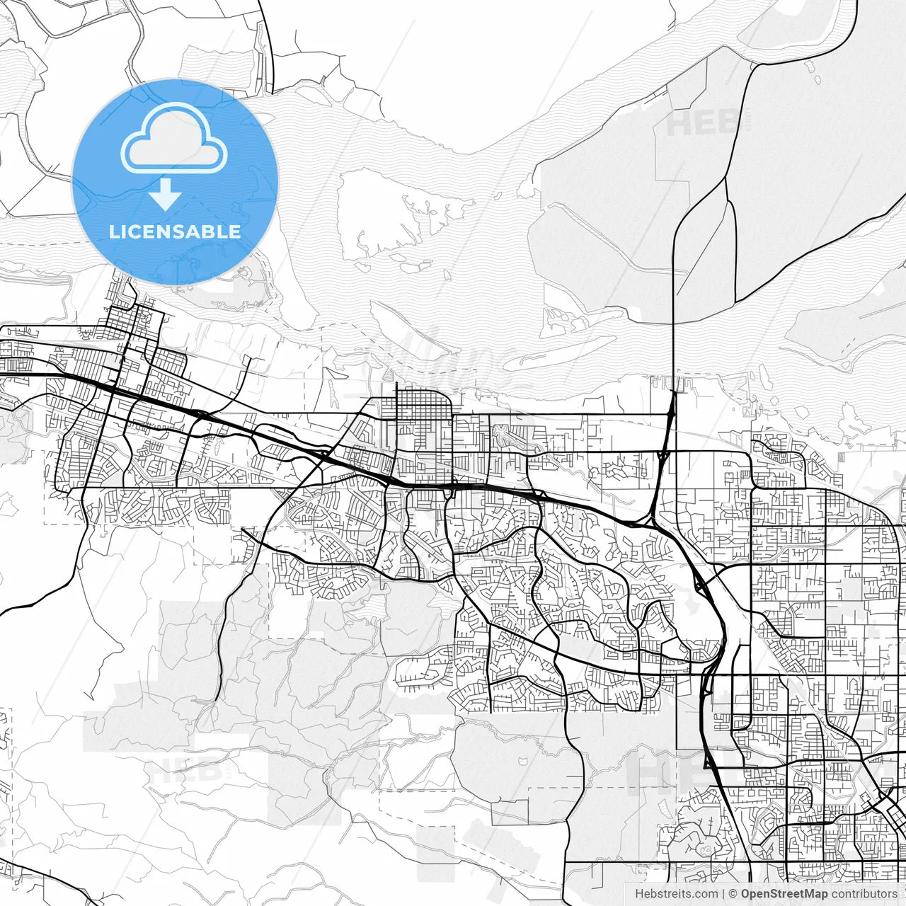 Vector PDF map of Antioch, California, United States
