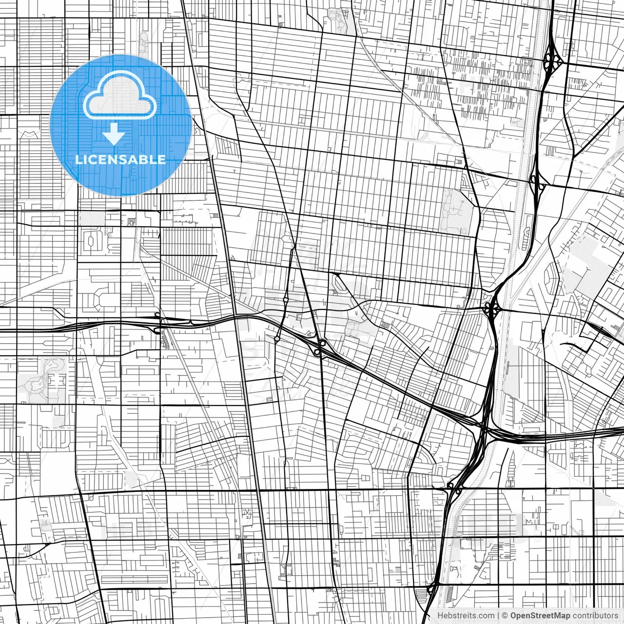 Vector PDF map of Lynwood, California, United States