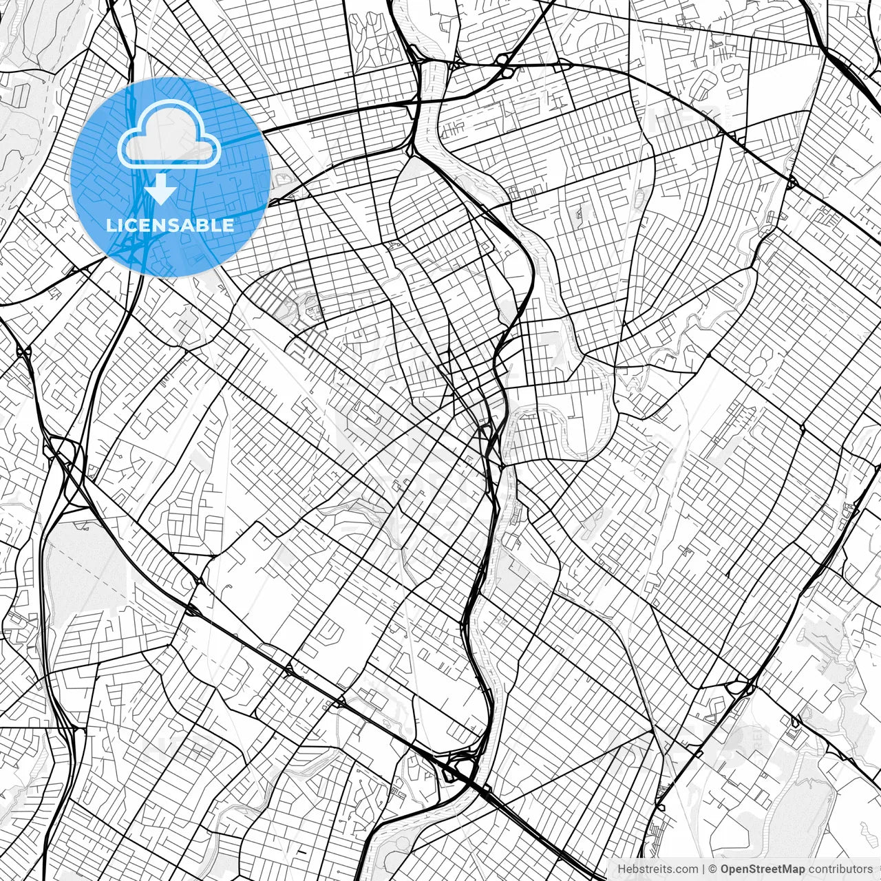 Vector PDF map of Passaic, New Jersey, United States