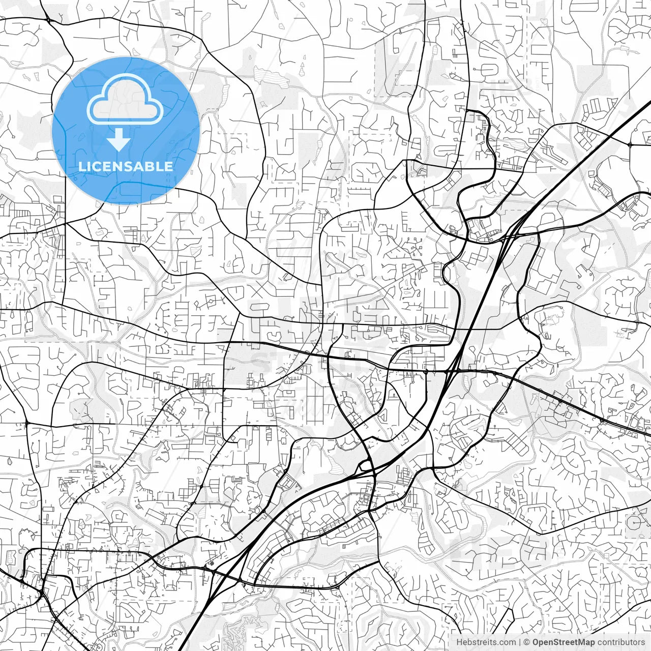 Vector PDF map of Alpharetta, Georgia, United States