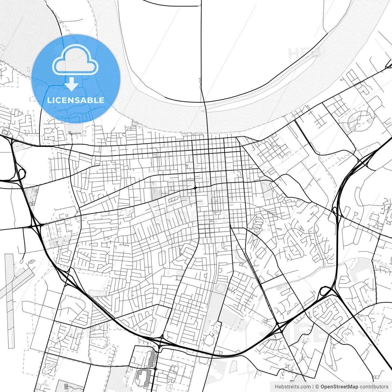 Vector PDF map of Owensboro, Kentucky, United States