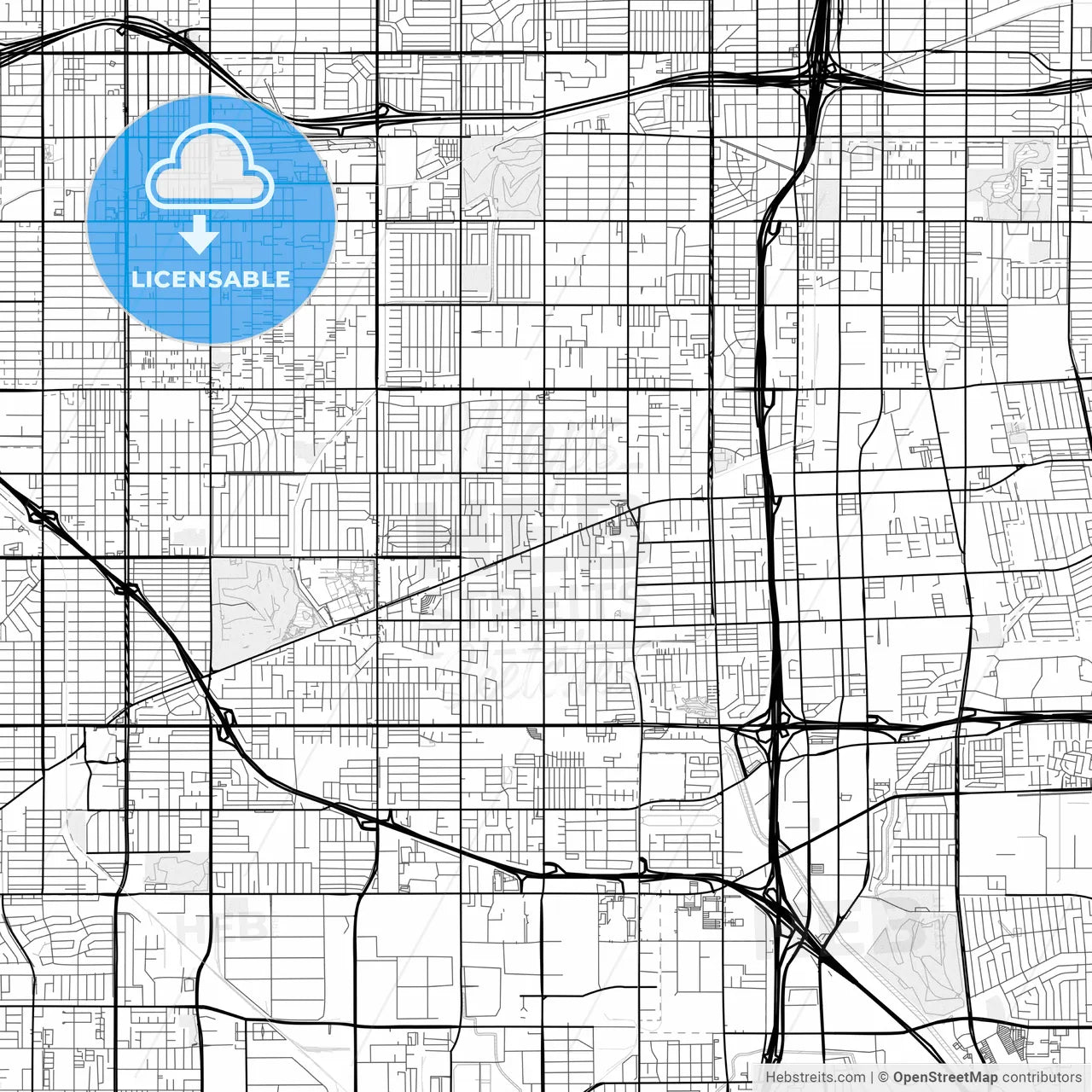 Vector PDF map of Gardena, California, United States