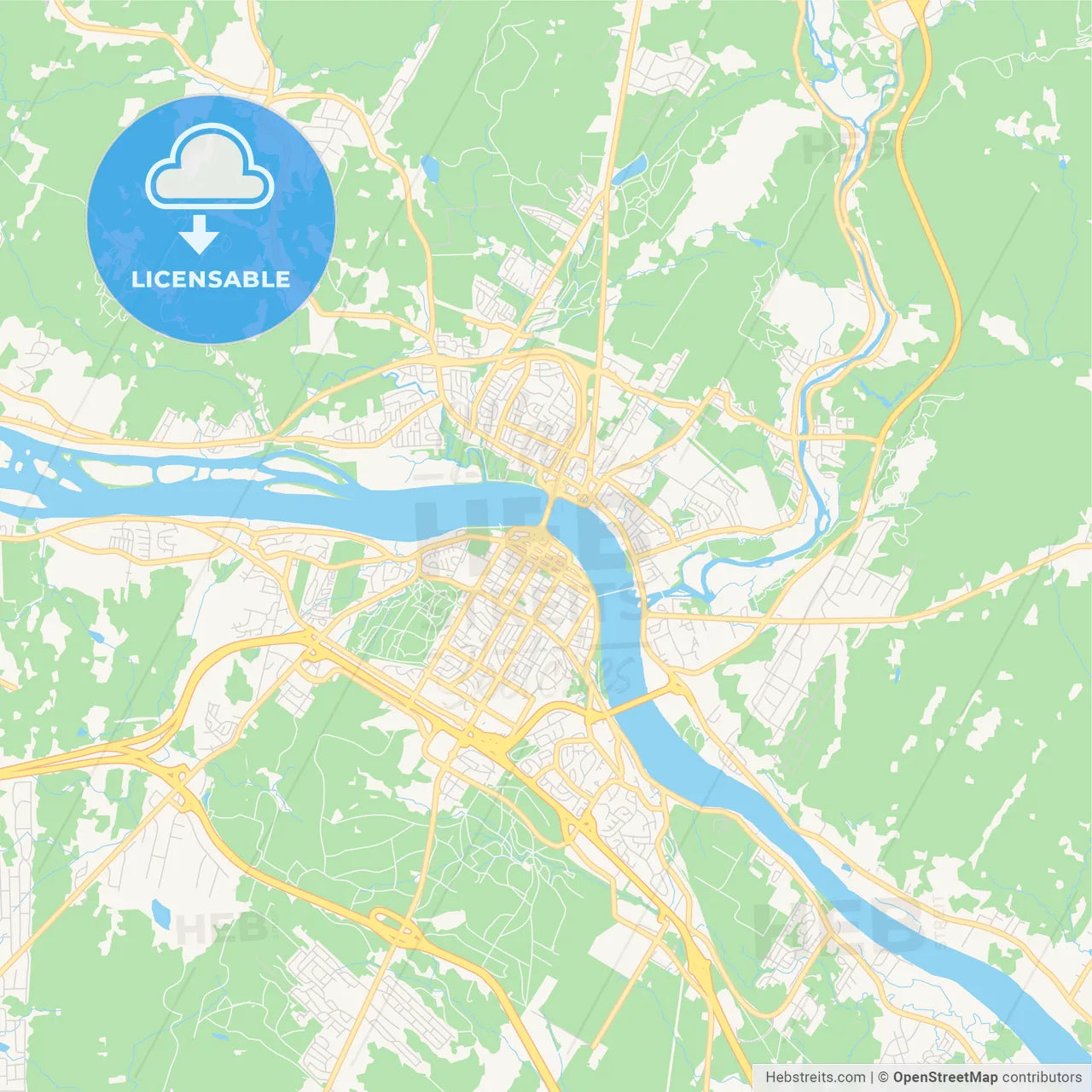 Empty vector map of Fredericton, New Brunswick, Canada