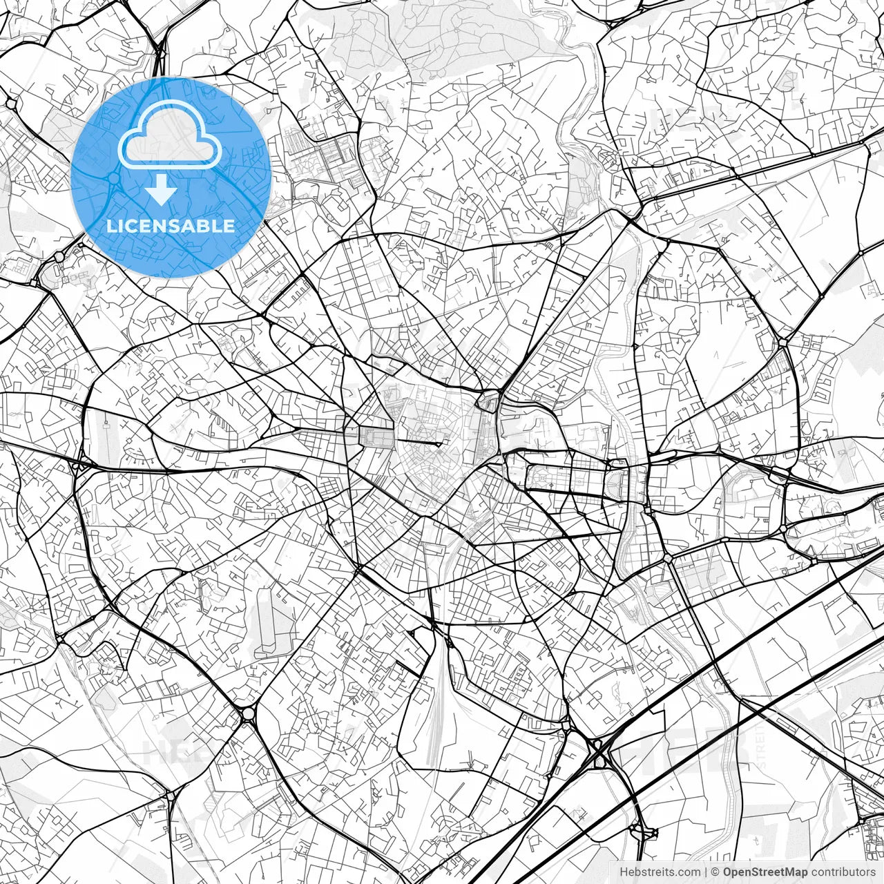 Vector PDF map of Montpellier, France