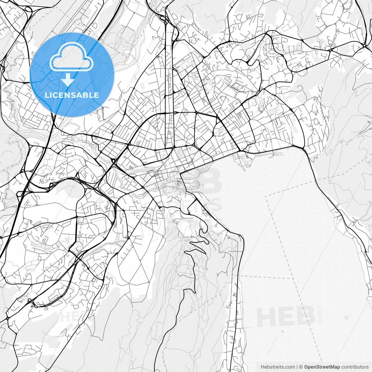 Vector PDF map of Annecy, France