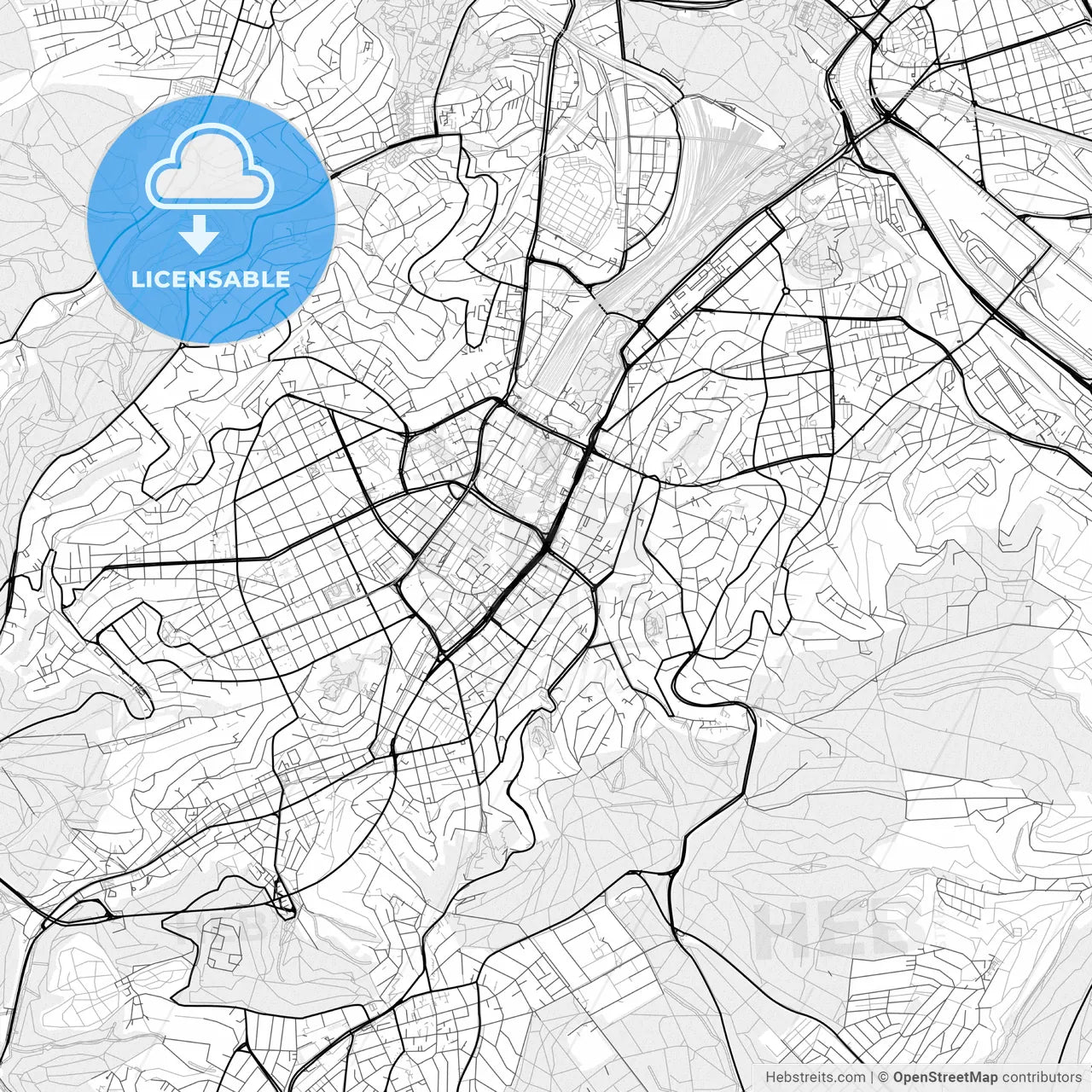 Vector PDF map of Stuttgart, Germany