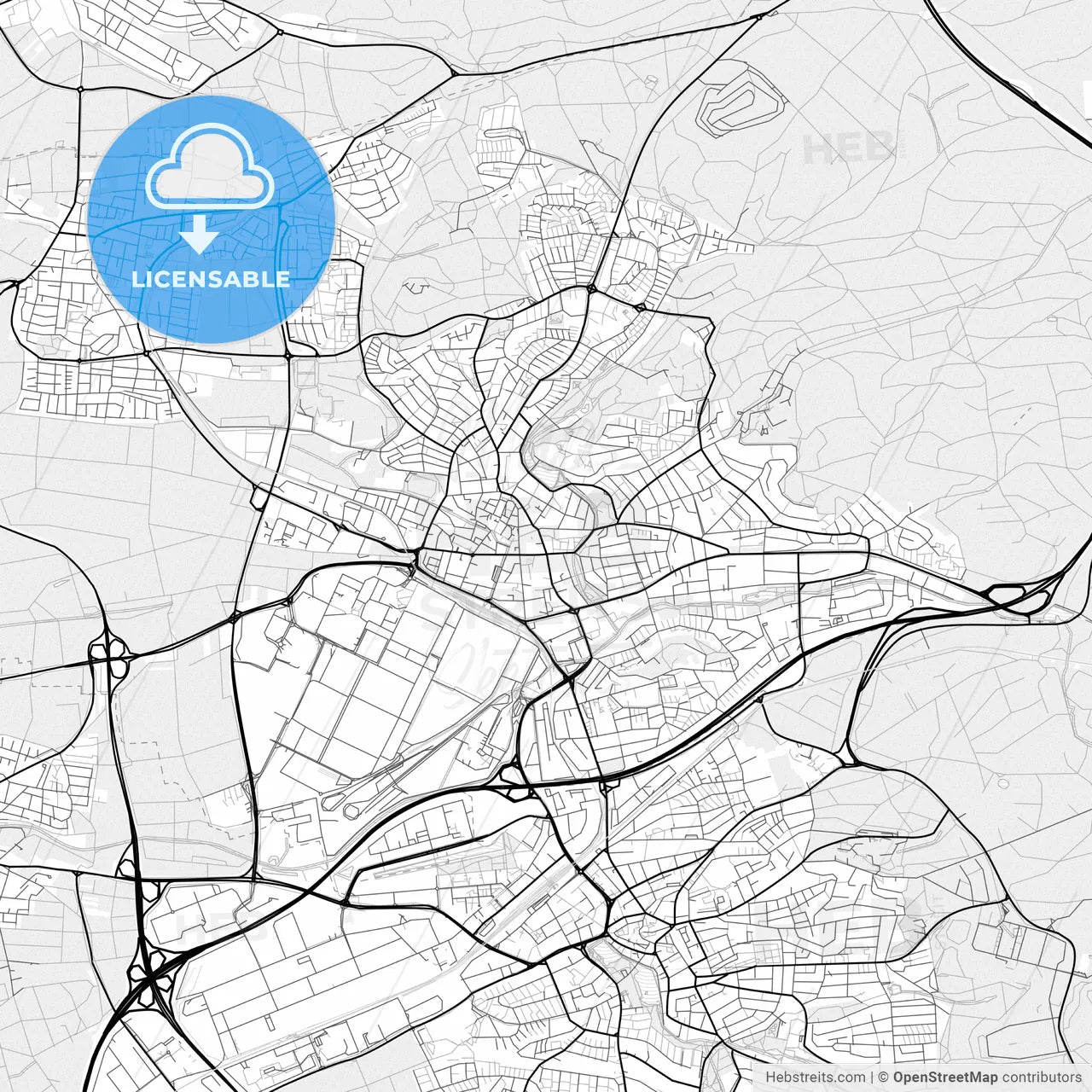 Vector PDF map of Sindelfingen, Germany