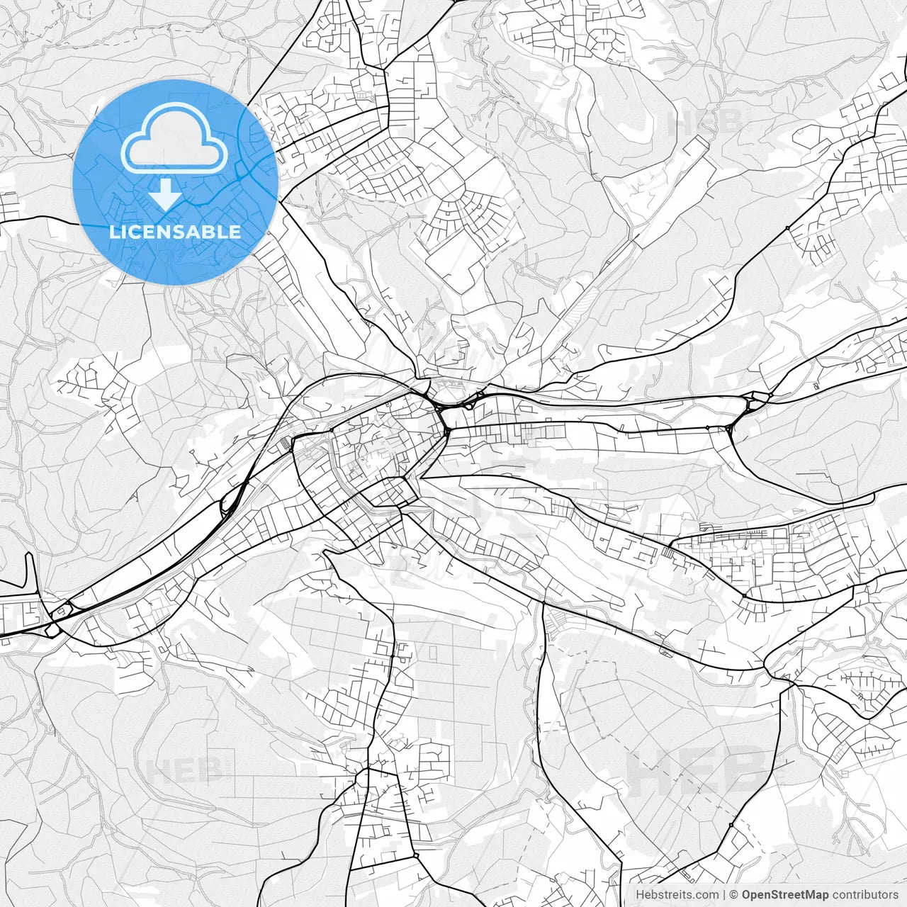 Vector PDF map of Schwabisch Gmund, Germany