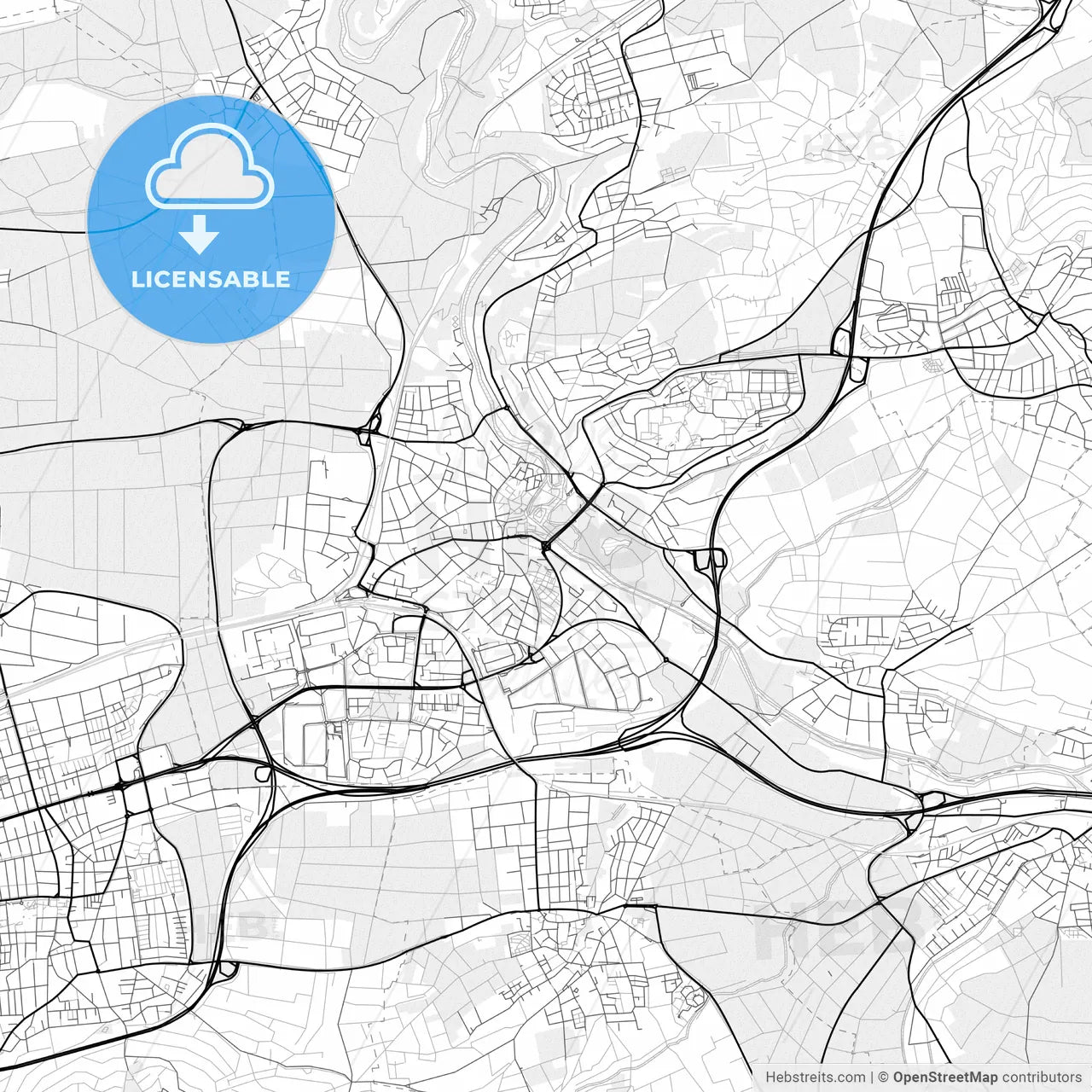 Vector PDF map of Waiblingen, Germany