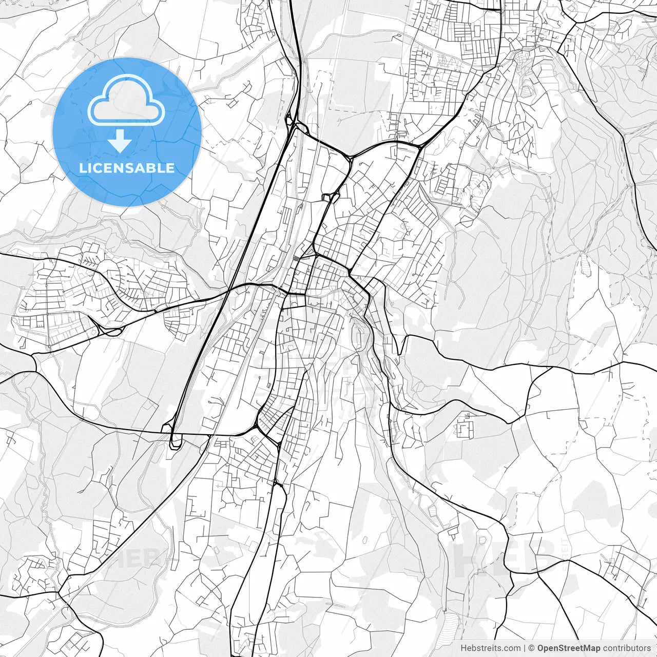 Vector PDF map of Ravensburg, Germany
