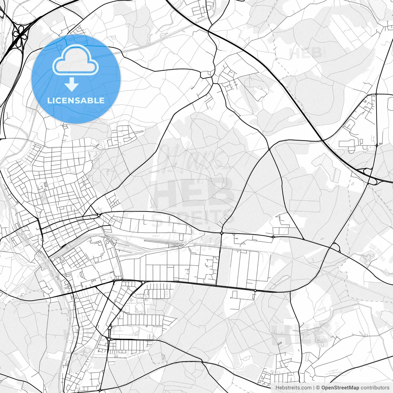 Vector PDF map of Singen (Hohentwiel), Germany