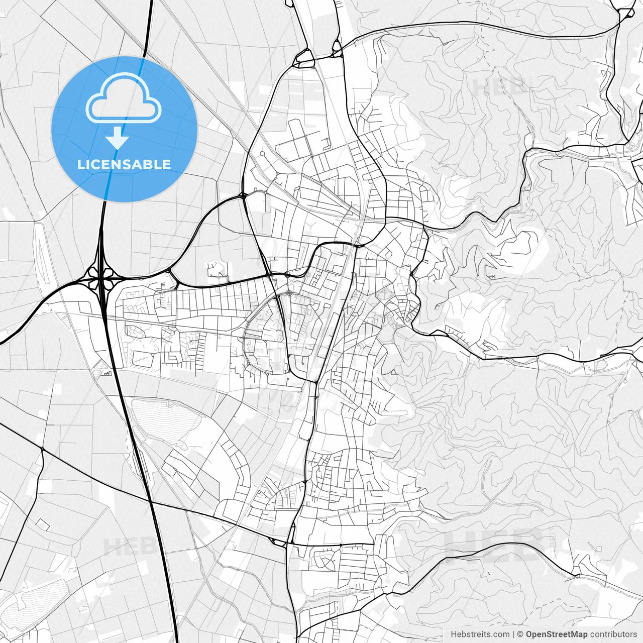 Vector PDF map of Weinheim, Germany
