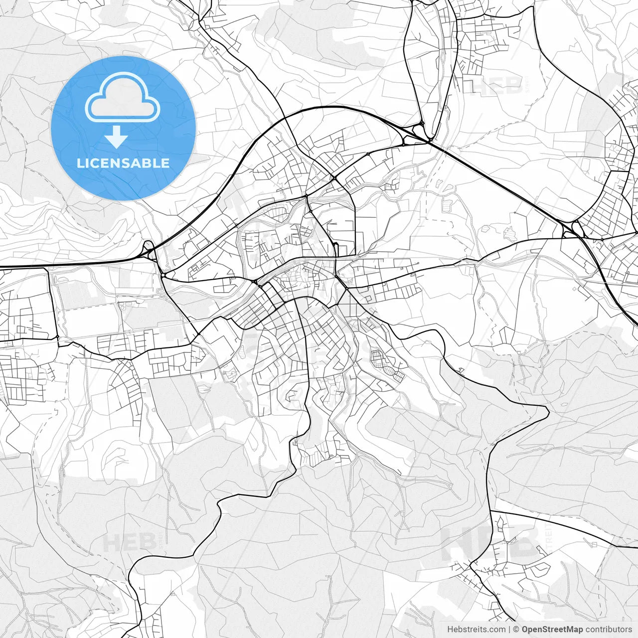 Vector PDF map of Schorndorf, Germany