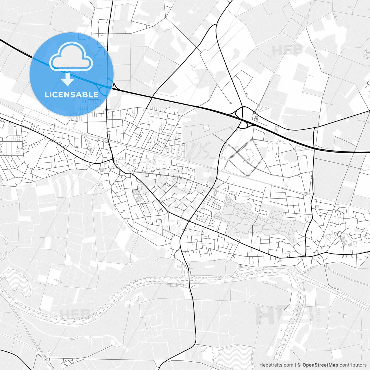 Vector PDF map of Achim, Germany