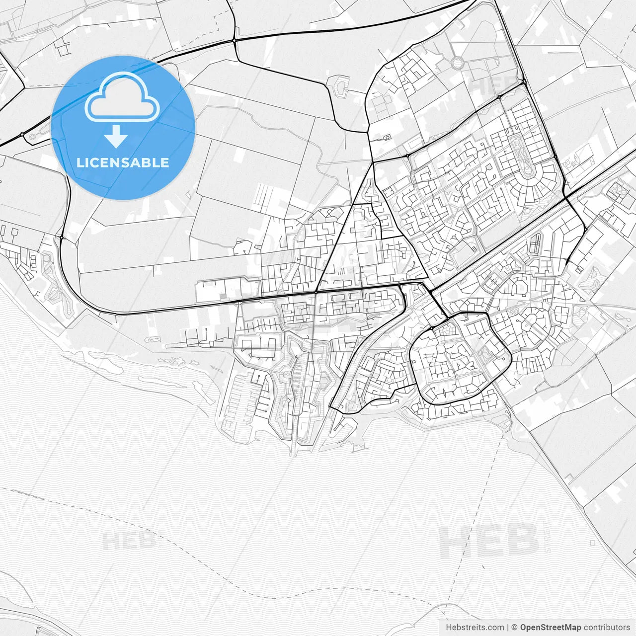 Vector PDF map of Hellevoetsluis, Netherlands