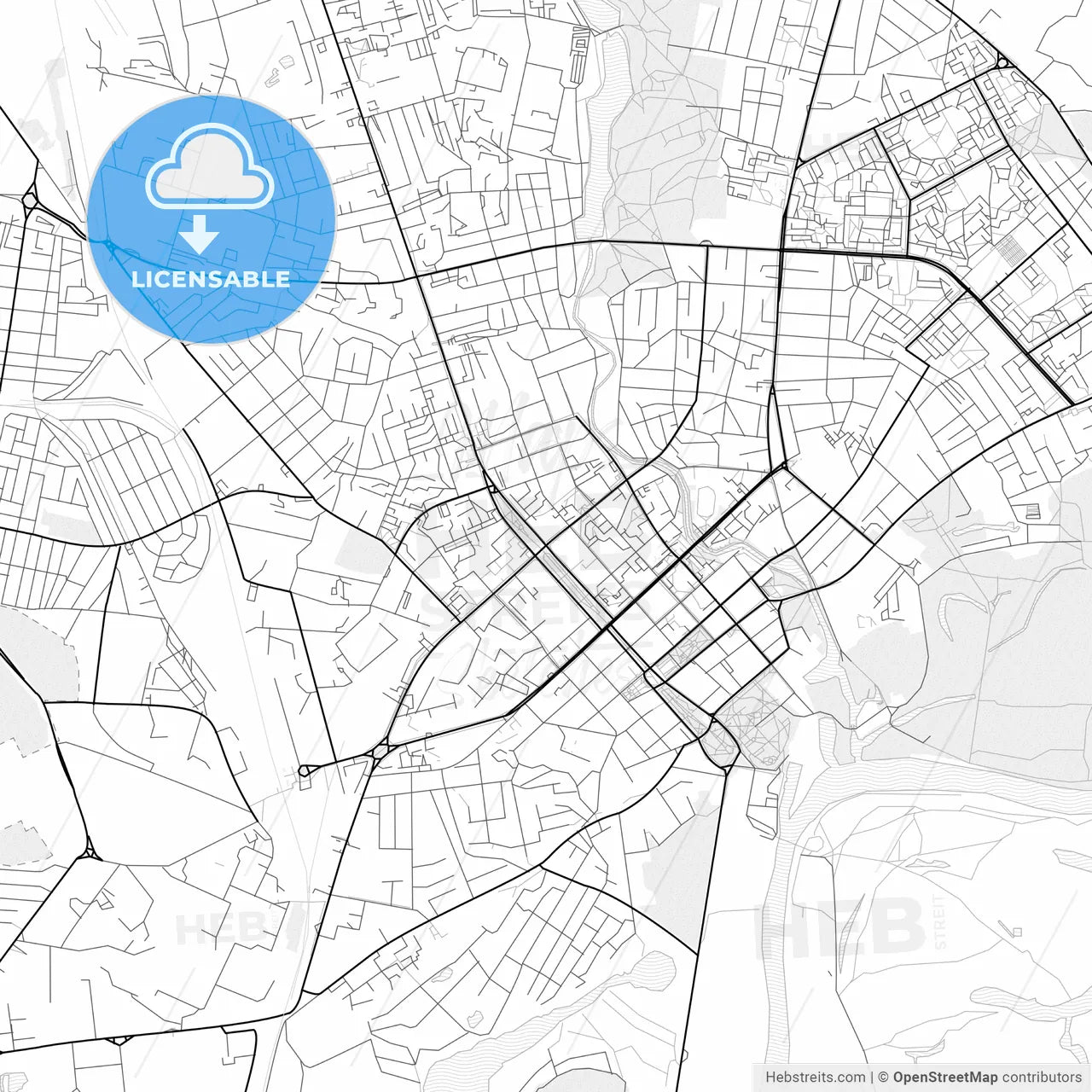 Vector PDF map of Chernihiv, Ukraine