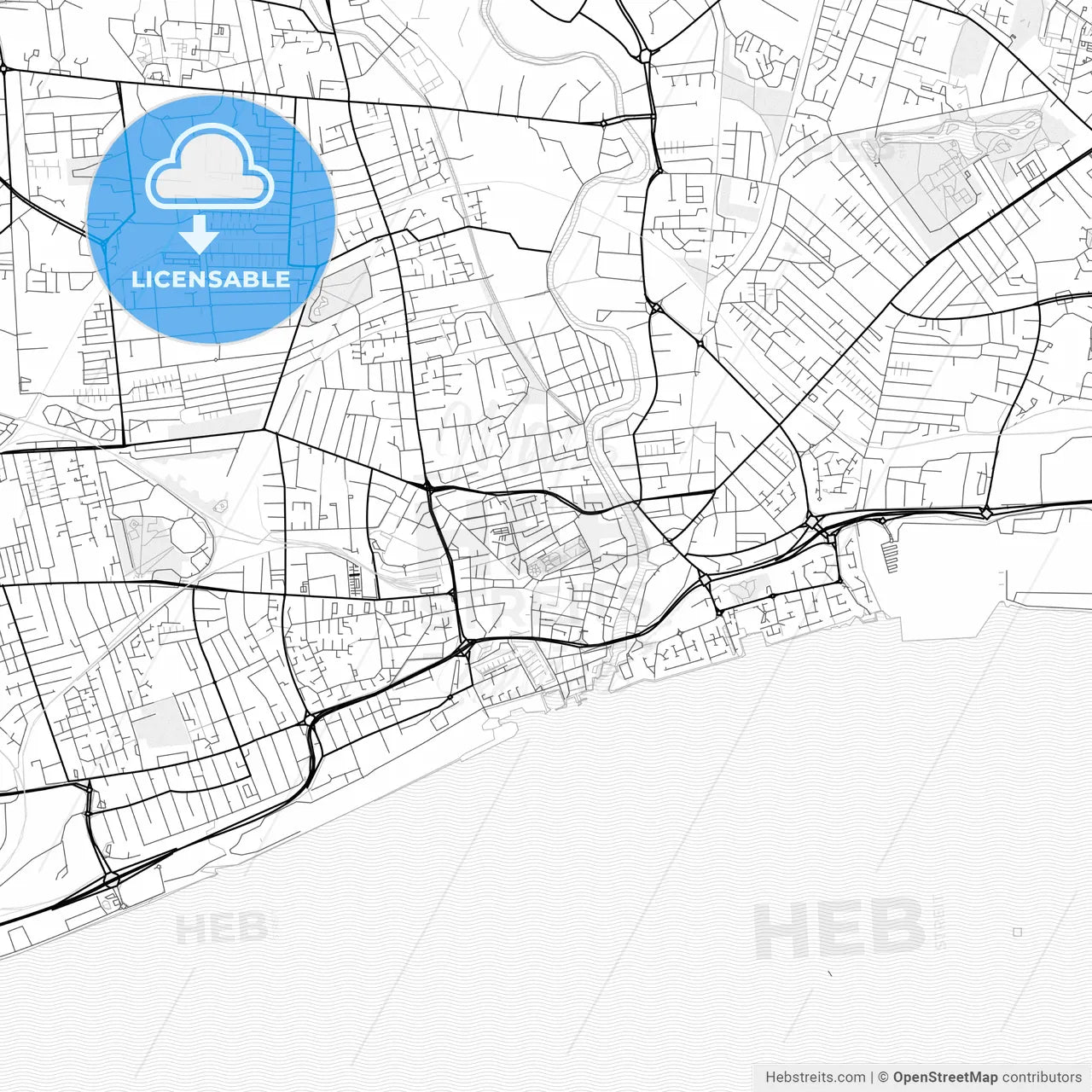 Vector PDF map of Kingston upon Hull, England